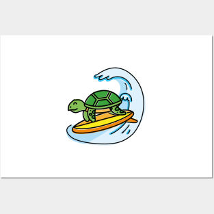 Surfing Turtle Posters and Art